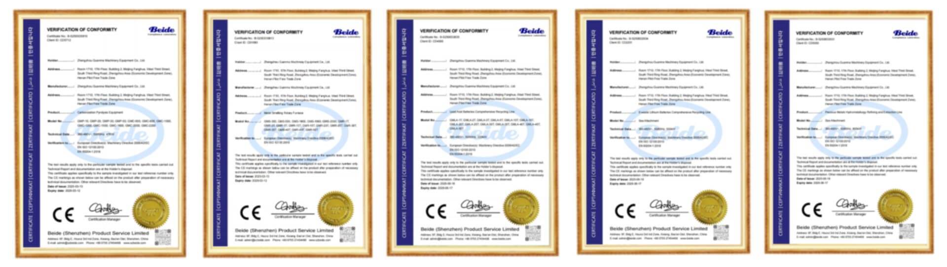 Gunama Machinery CE Certificate