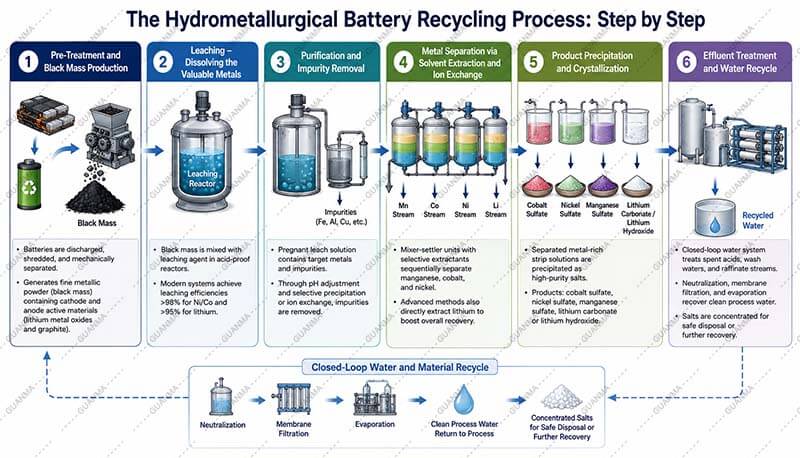 Guanma Machinery Hydrometallurgical Battery Recycling Process Step by Step